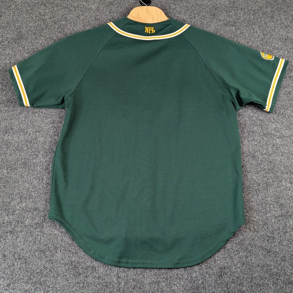 NFL Green Bay Packers Baseball Jersey Green Button Up Embroidered Logo Mens XL - Picture 4 of 12
